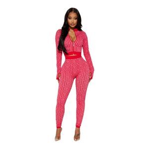 Fashion Nova Late Morning Seamless‎ longsleeve Legging Set Red combo